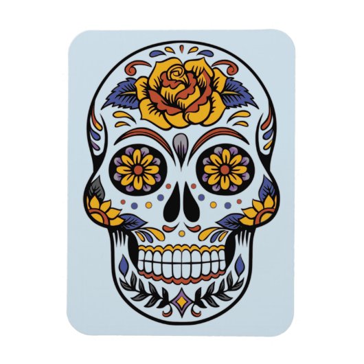 Rose Mexican Sugar Skull Day of the Dead Magnet (Vertikal)
