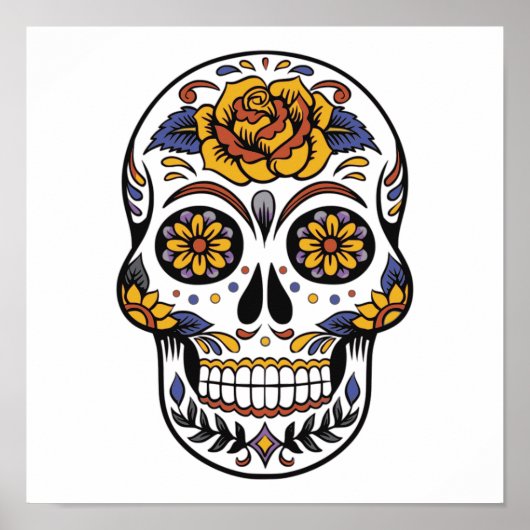 Rose Mexican Sugar Skull Day of the Dead Poster (Vorne)