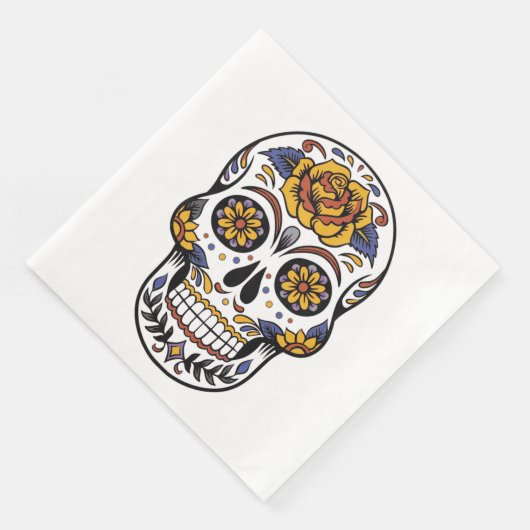 Rose Mexican Sugar Skull Day of the Dead Serviette (Ecke)