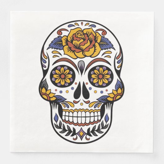 Rose Mexican Sugar Skull Day of the Dead Serviette (Vorderseite)