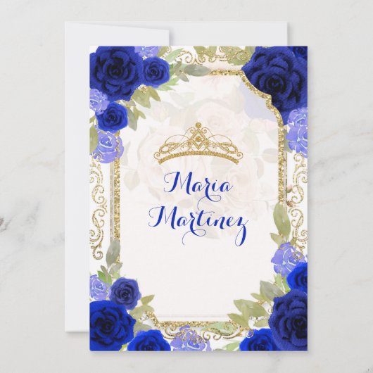 Rose mexikanische Girl Charra Mis Quince Einladung (Rückseite)