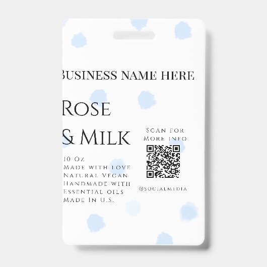 Rose Milch handgefertigte Seife QR-Code hinzufügen Ausweis (Vorderseite)