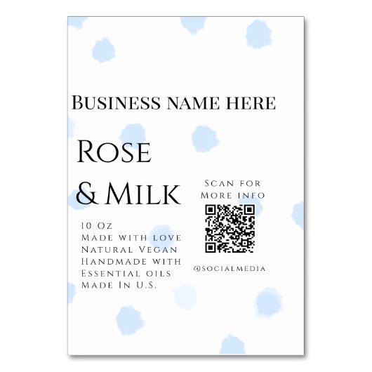 Rose Milch handgefertigte Seife QR-Code hinzufügen Tischnummer (Vorderseite)