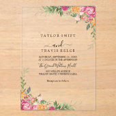 Rose Minimal Moderne Akryllische Hochzeit Einladun Acryleinladungen (Vorderseite)