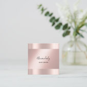Rose Minimalismus Elegantes Event Makeup Artist Quadratische Visitenkarte (Stehend Vorderseite)