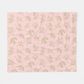 Rose Mistletoe Winter Fleece Blanket