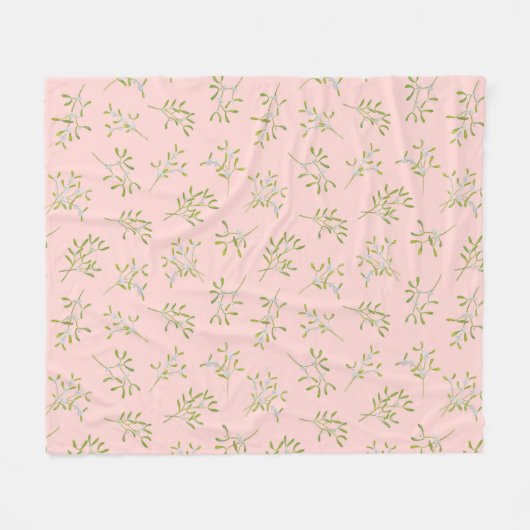 Rose Mistletoe Winter Fleece Blanket (Vorderseite (Horizontal))