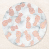Rose mit Ananas auf Marmor Runder Pappuntersetzer (Vorderseite)