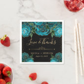 Rose mit Aquamariner Wasserfarbe und Goldmedaille Serviette (Beispiel)