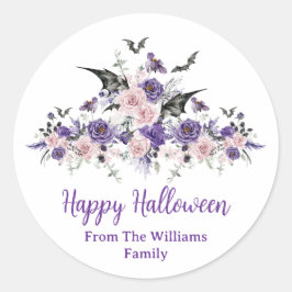 Rose mit Aquarellblumen glücklich zwischen Party Runder Aufkleber