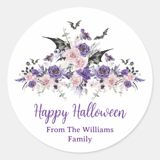 Rose mit Aquarellblumen glücklich zwischen Party Runder Aufkleber (Vorderseite)