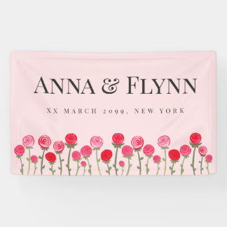 Rose mit Aquarellfarben, die das Banner einer Part