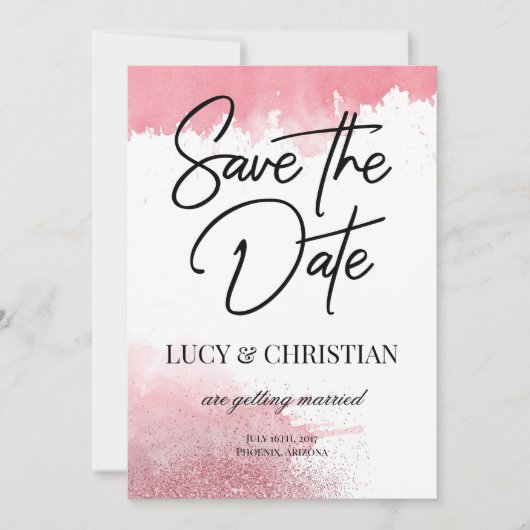 Rose mit Aquarellfarben - Einfache Gold Save the D Save The Date (Vorderseite)