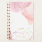 Rose mit Aquarellfarben Gold Glitzer Terminbuch Planer (Vorderseite)