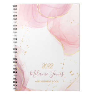 Rose mit Aquarellgolden Glitzer Terminkalender 202 Notizblock