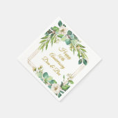 Rose mit Aquarellrahmen Napkins Serviette (Ecke)