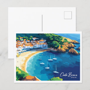 Rose mit Aussicht Costa Brava Spanien Postkarte