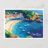 Rose mit Aussicht Costa Brava Spanien Postkarte (Vorderseite)