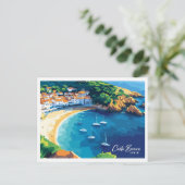 Rose mit Aussicht Costa Brava Spanien Postkarte (Stehend Vorderseite)