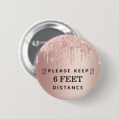 Rose mit behalten Entfernung Gold Rosa Glitzer Tro Button (Vorne & Hinten)