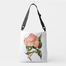 Rose mit Blätter botanische Aquarellfarben Tasche
