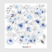 Rose mit blauer Wasserfarbe Blumenzwiebeln Aufkleber (Blatt)