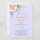 Rose mit Blumen, goldfarbenes Brautparty Einladung (Vorderseite)