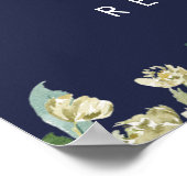 Rose mit Blumen und Marineblockaden Hochzeitsempfa Poster (Ecke)
