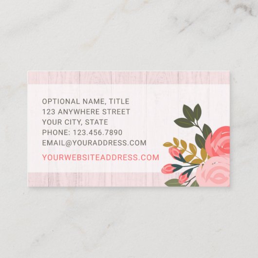 Rose mit Blumenbezug Boutique Visitenkarte (Rückseite)
