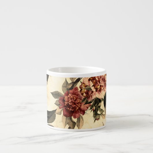 Rose mit Blumengeflecht, Peonies-Muster. Espressotasse (Vorderseite)