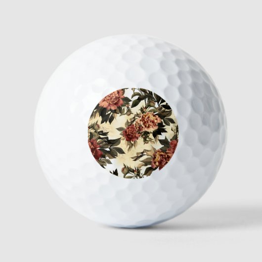 Rose mit Blumengeflecht, Peonies-Muster. Golfball (Vorderseite)
