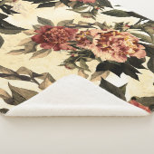 Rose mit Blumengeflecht, Peonies-Muster. Sherpadecke (3/4)