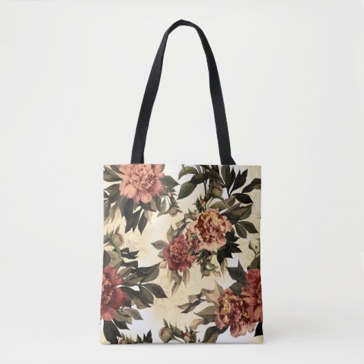 Rose mit Blumengeflecht, Peonies-Muster. Tasche (Vorderseite)