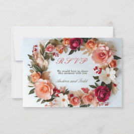 Rose mit Blumenkranz RSVP Karte