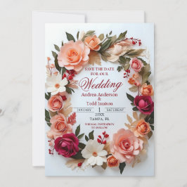 Rose mit Blumenkranz Save The Date