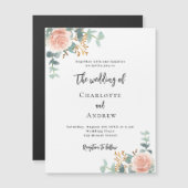 Rose mit Blumenmotiven Magneteinladung (Vorne/Hinten)