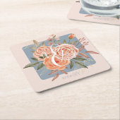Rose mit Blumenmotiven Rechteckiger Pappuntersetzer (angewinkelt)