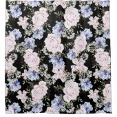 Rose mit Blumenmuster Iris Pink Blau Duschvorhang (Vorderseite)
