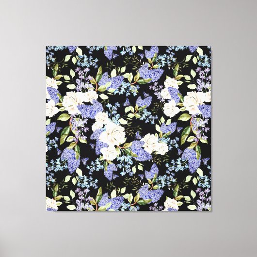 Rose mit Blumenmuster Iris Pink Blau Leinwanddruck (Vorderseite)