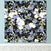 Rose mit Blumenmuster Iris Pink Blau Leinwanddruck (Insitu (Holzboden))