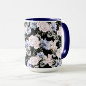 Rose mit Blumenmuster Iris Pink Blau Tasse (VorderseiteRechts)