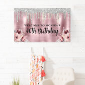 Rose mit Blumenmuster Rosa Tropfen Banner (Insitu)