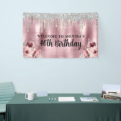 Rose mit Blumenmuster Rosa Tropfen Banner (Messeveranstaltung)