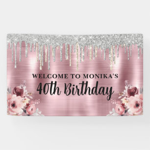 Rose mit Blumenmuster Rosa Tropfen Banner