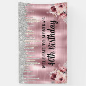 Rose mit Blumenmuster Rosa Tropfen Banner (Vertikal)