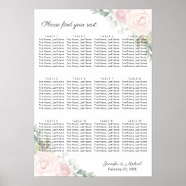 Rose mit Blumenmuster und Gartengrüne Sitzplakette Poster