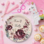 Rose mit Burgund und Creme Pappteller (Party)