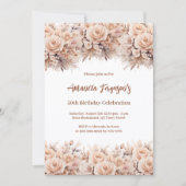 Rose mit Cremapfelblättern Geburtstag Einladung (Vorderseite)