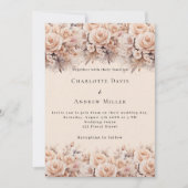 Rose mit Creme Einladung (Vorderseite)