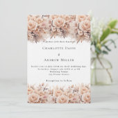 Rose mit Creme Einladung (Stehend Vorderseite)